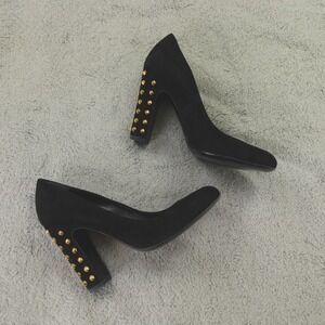 Elegant Black and Gold Studded Heels